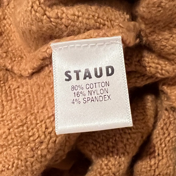 Staud Blake Oversized Pointelle Knit Cardigan Sweater in Whiskey (L) - Picture 12 of 14